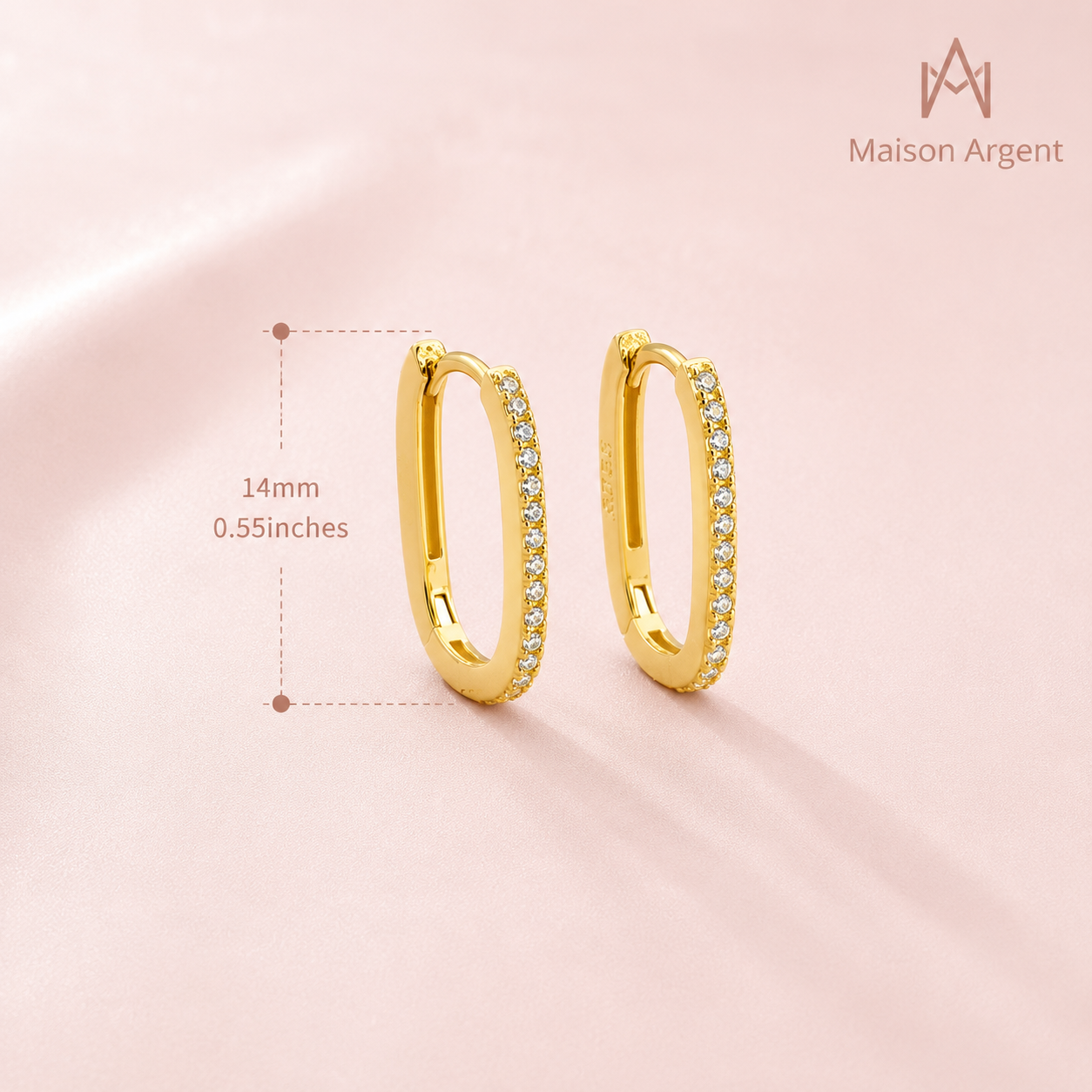 Boucles d'oreilles créoles en argent 925 pour femme avec zirconium AAA