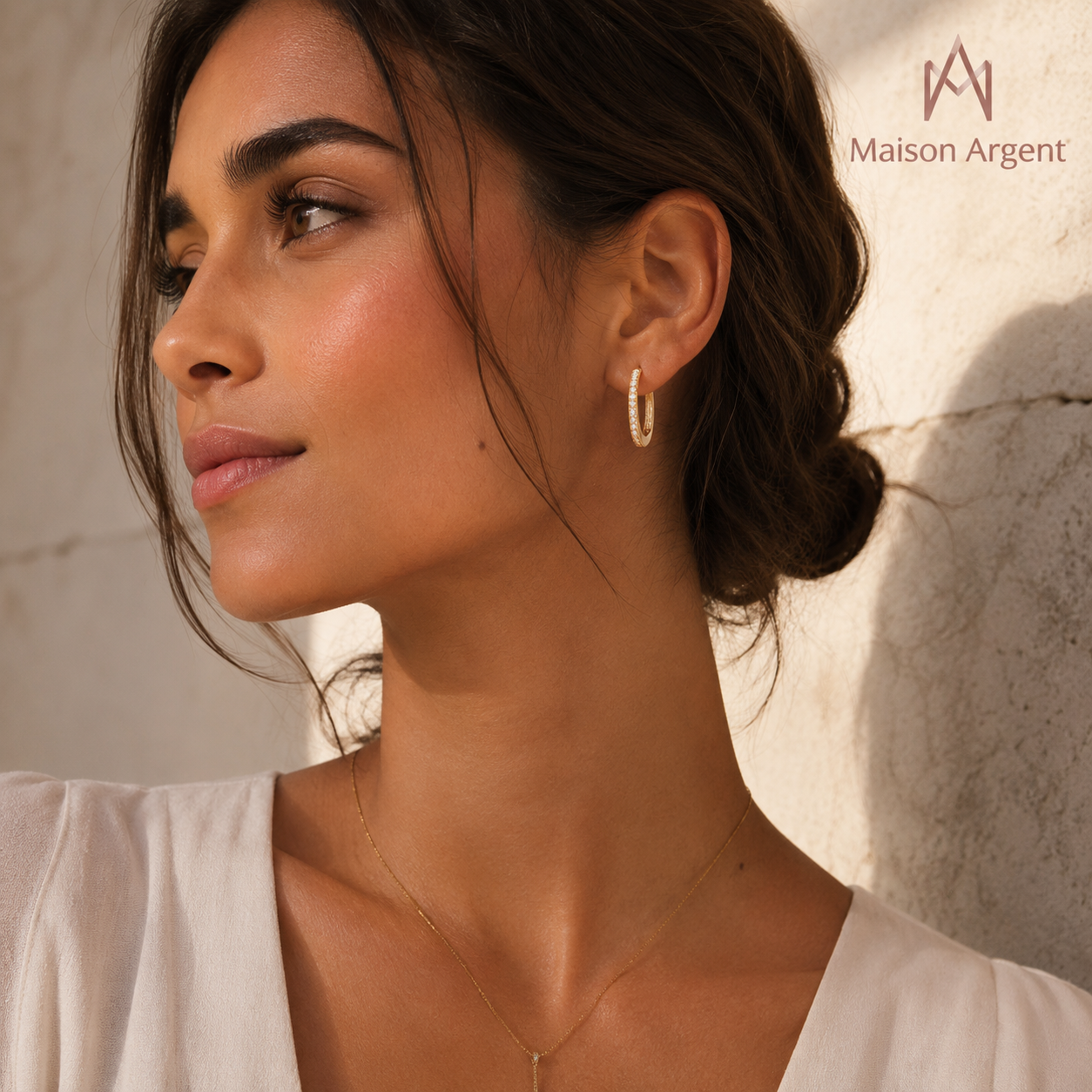 Boucles d'oreilles créoles en argent 925 pour femme avec zirconium AAA