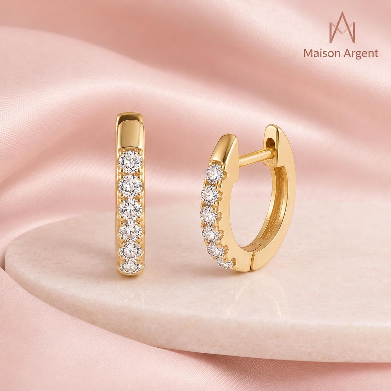 Boucles d'oreilles créoles vintage en argent 925 pour femme, zirconium transparent 5A