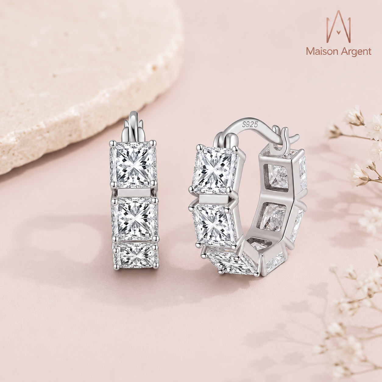 Boucles d'oreilles créoles rondes en argent 925 pour femme - Bijoux délicats brillants