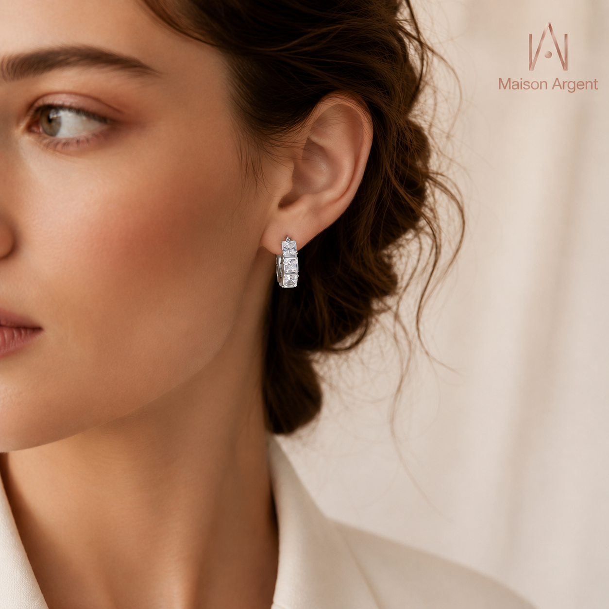 Boucles d'oreilles créoles rondes en argent 925 pour femme - Bijoux délicats brillants