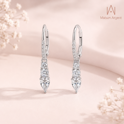 Boucles d'Oreilles Géométriques Baguette en Argent S925 Zircone Cubique 8A