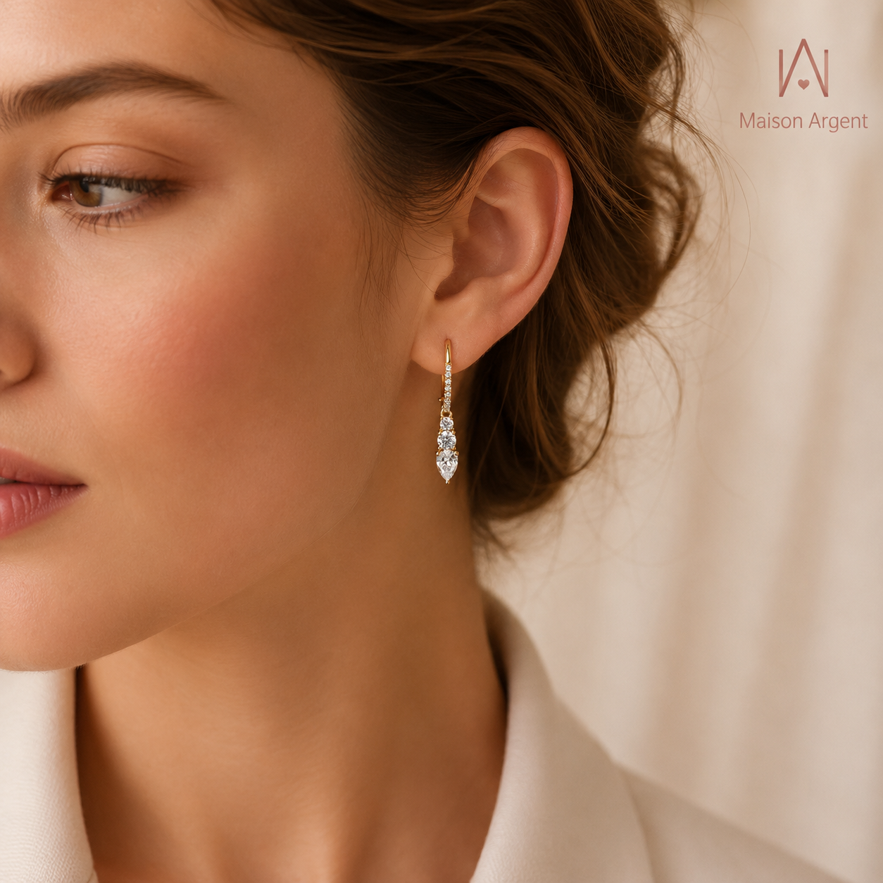 Boucles d'Oreilles Géométriques Baguette en Argent S925 Zircone Cubique 8A