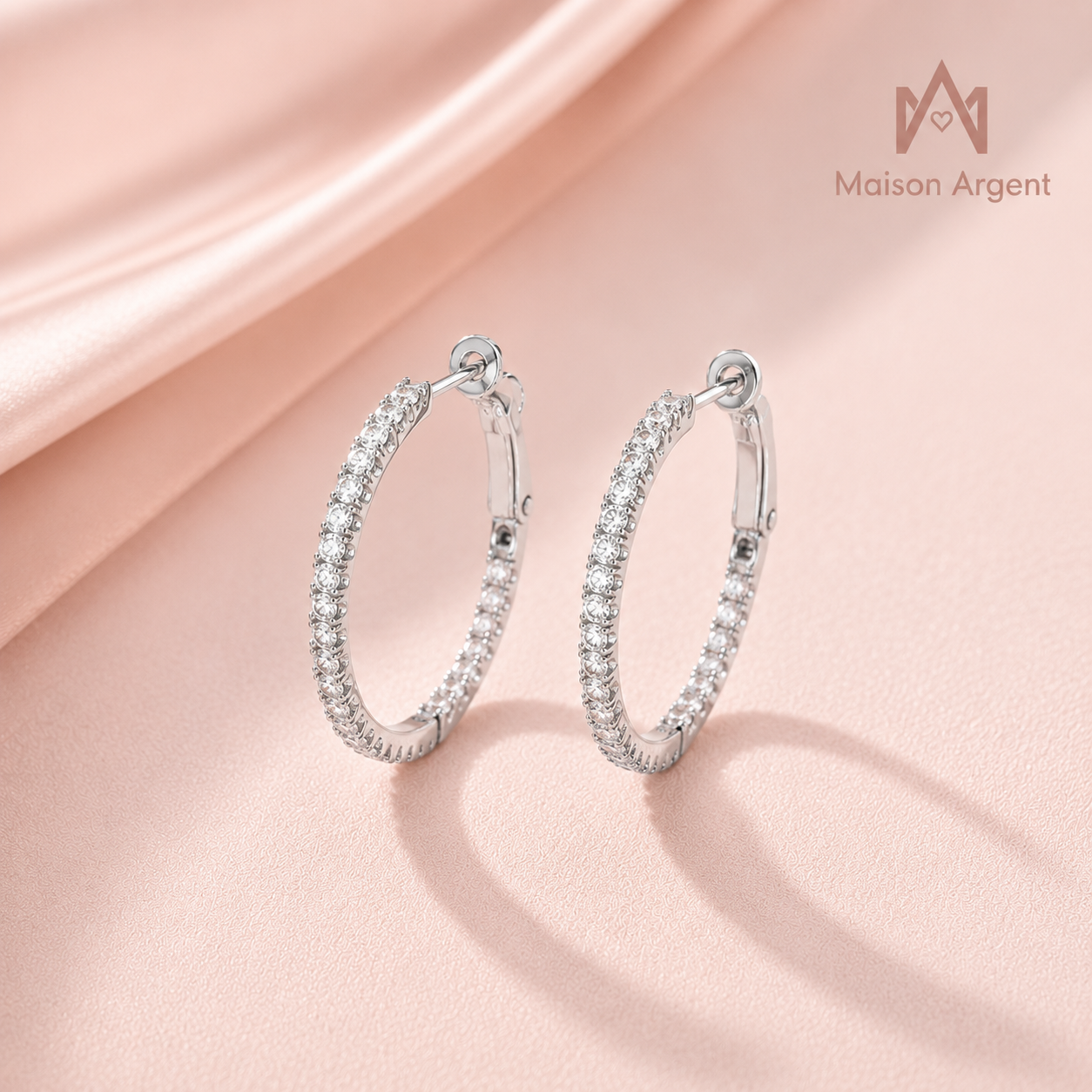 Boucles d'Oreilles Créoles Femme Argent Sterling 925 Moissanite Jaune - Bijoux Fins Mariage