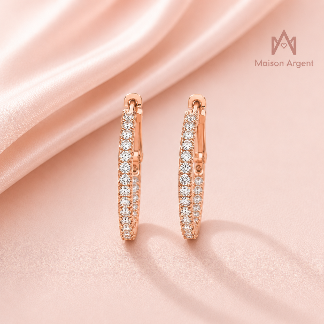 Boucles d'Oreilles Créoles Femme Argent Sterling 925 Moissanite Jaune - Bijoux Fins Mariage