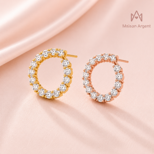 Boucles d'oreilles Créoles Moissanite Argent 925 pour Femme - Bijou Fin, Test Diamant Réussi