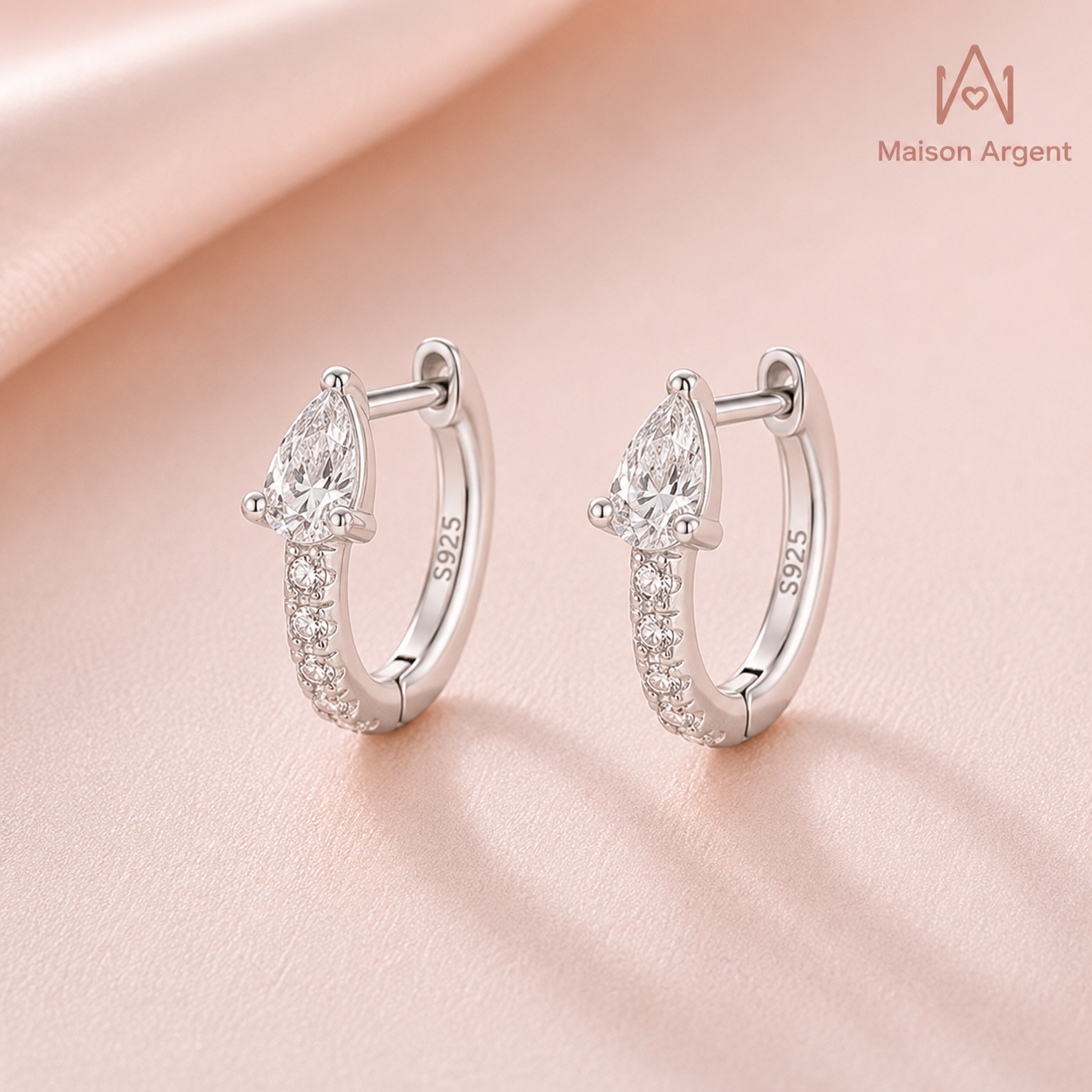 Boucles d'oreilles Moissanite D Argent 925 Goutte d'eau Scintillante pour Femme