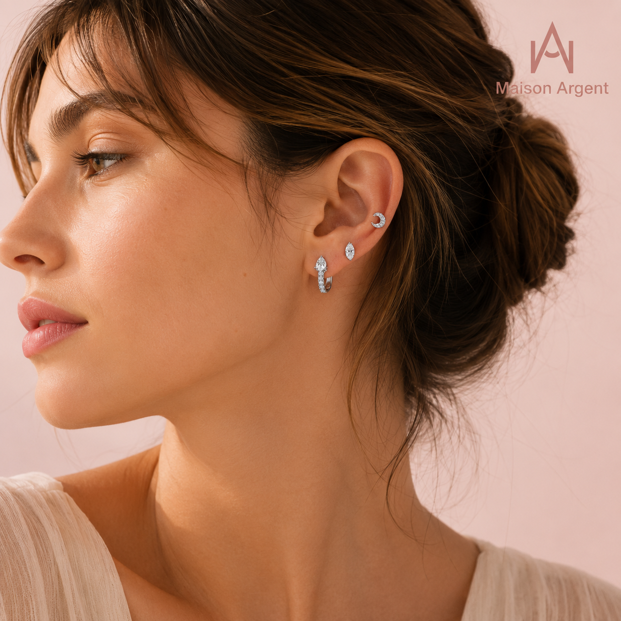 Boucles d'oreilles Moissanite D Argent 925 Goutte d'eau Scintillante pour Femme