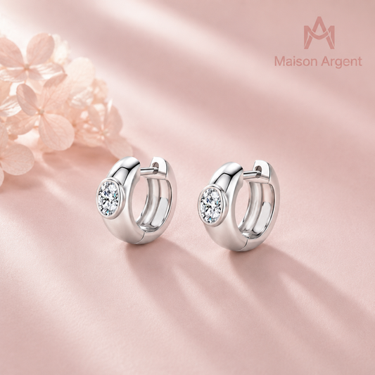 Boucles d'oreilles ovales en diamant Moissanite de laboratoire en Argent Sterling 925 - Bijoux fins pour femmes