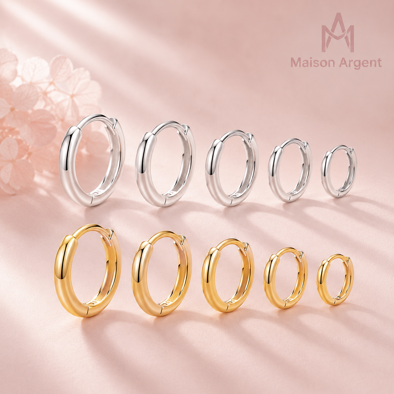Boucles d'oreilles créoles en argent 925, design simple et empilable, couleur or pour femme