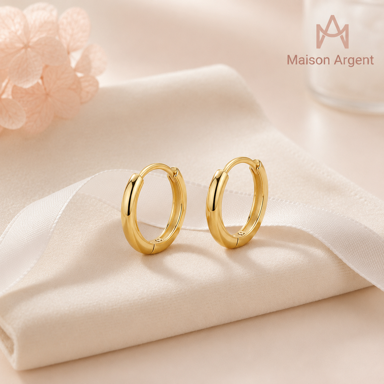 Boucles d'oreilles créoles en argent 925, design simple et empilable, couleur or pour femme
