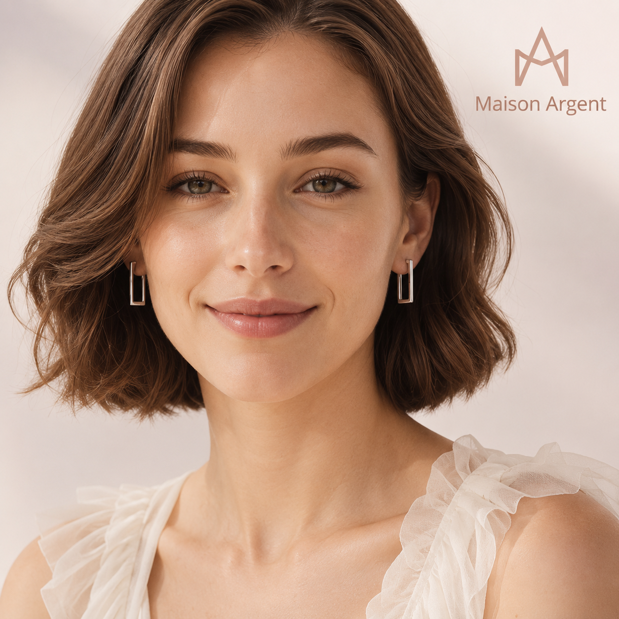 Boucles d'oreilles créoles rectangulaires en argent 925 pour femme - Bijoux fins et élégants