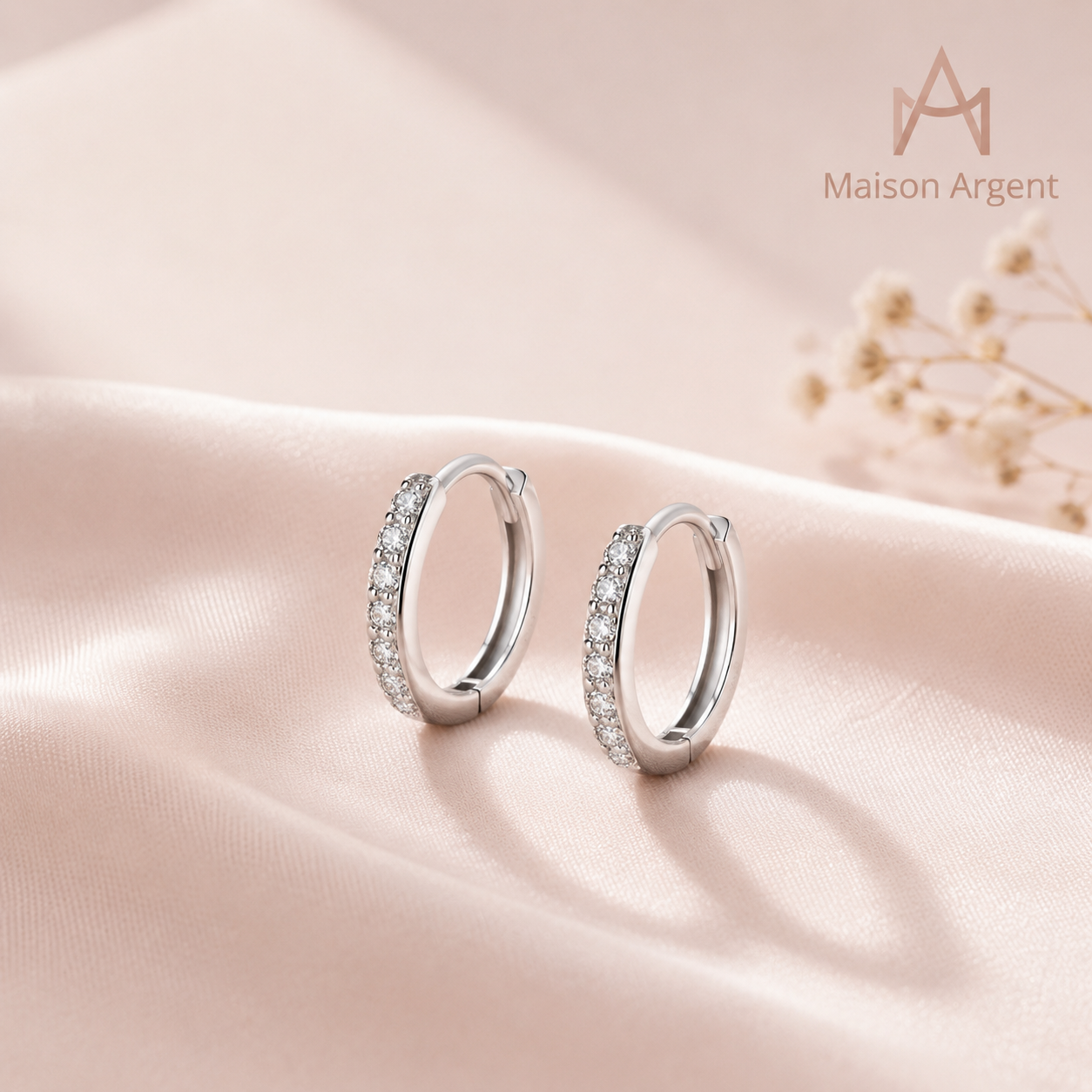 Boucles d'oreilles Créoles Scintillantes en Argent 925 - Moissanite Certifiée