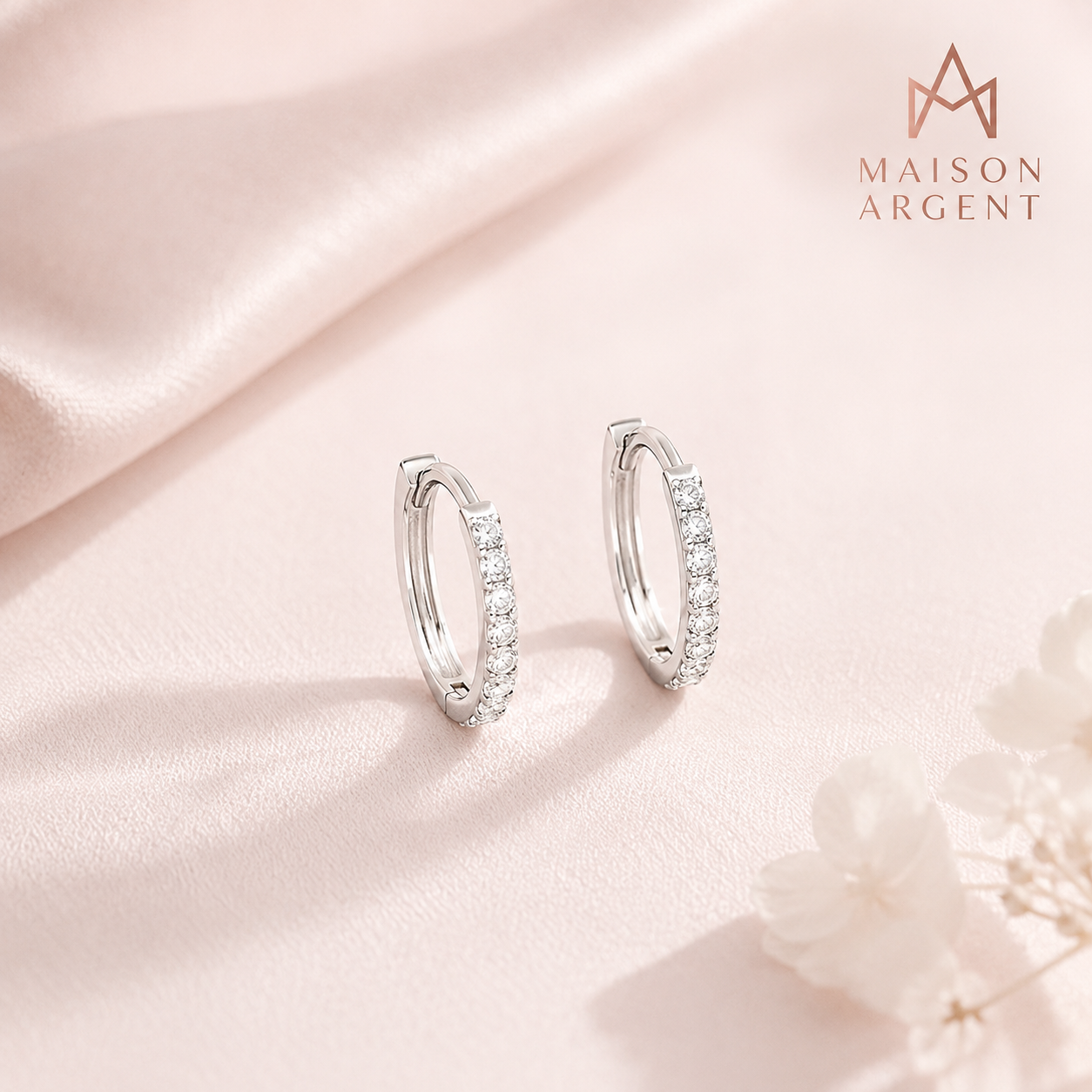 Boucles d'oreilles Créoles Scintillantes en Argent 925 - Moissanite Certifiée