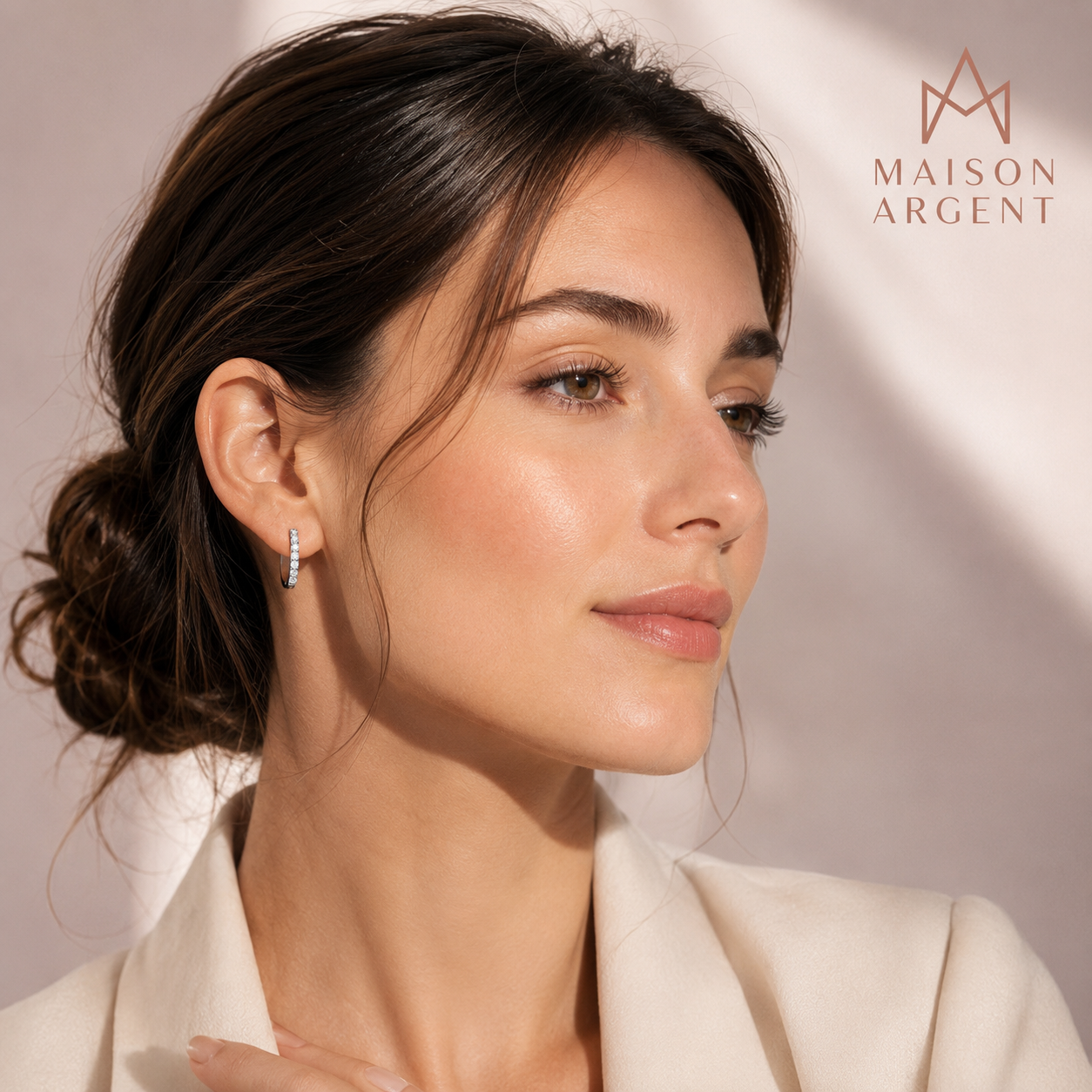 Boucles d'oreilles Créoles Scintillantes en Argent 925 - Moissanite Certifiée