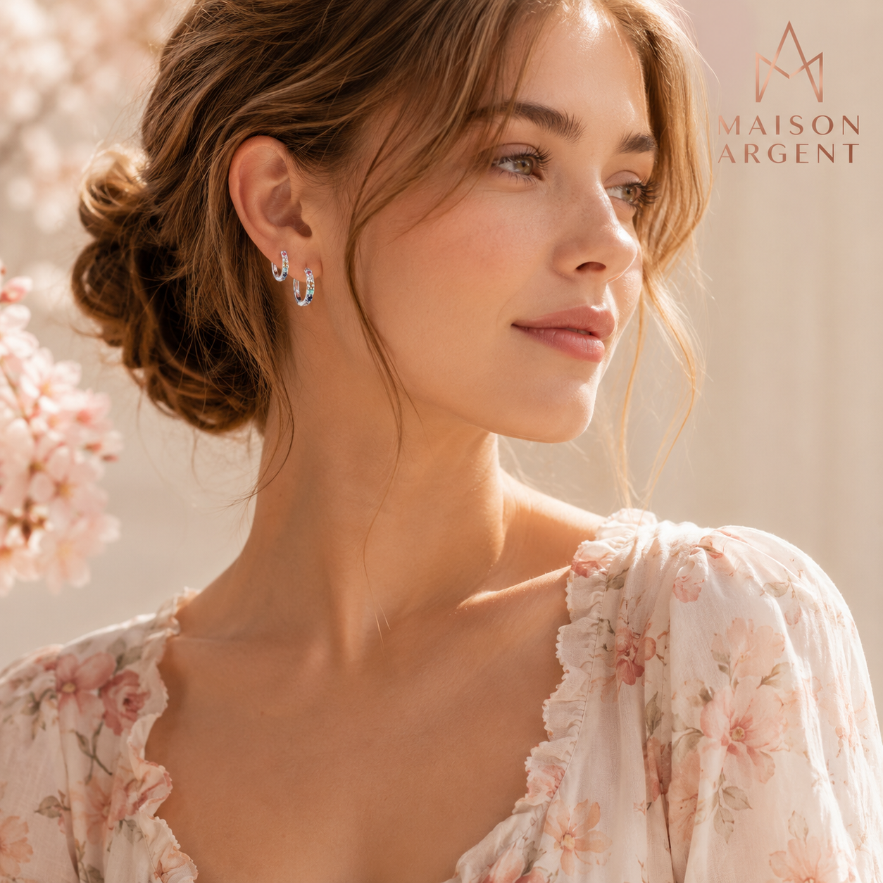 Boucles d'Oreilles Créoles Argent 925 Zircon Rond Coloré - Empilables et Tendance pour Femme