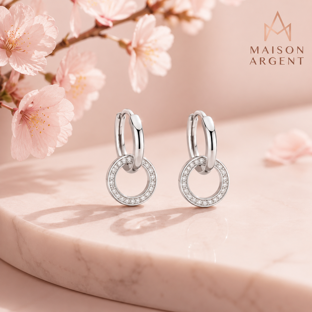 Boucles d'oreilles Créoles Classiques Argent 925 Rose Gold Femme
