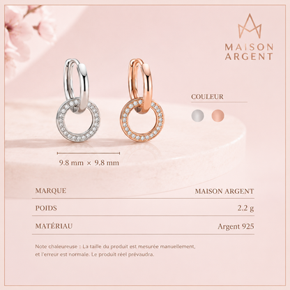 Boucles d'oreilles Créoles Classiques Argent 925 Rose Gold Femme