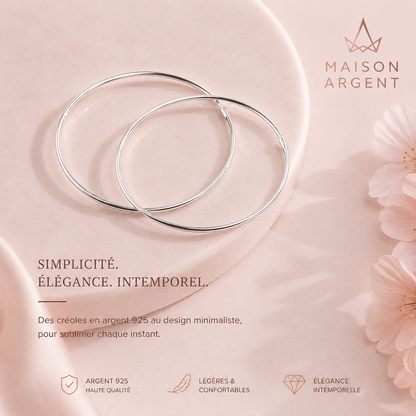 Boucles d'oreilles créoles Argent 925 pour femme - Design simple et classique