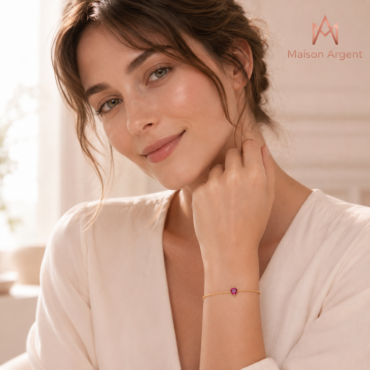 Bracelet Cœur Romantique en Argent 925 avec Zircone Rose - Bijou Fin pour Femme