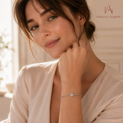 Bracelet Moissanite Élégant en Argent 925 pour Femme - Bijou de Mariage Raffiné 0.25 ct