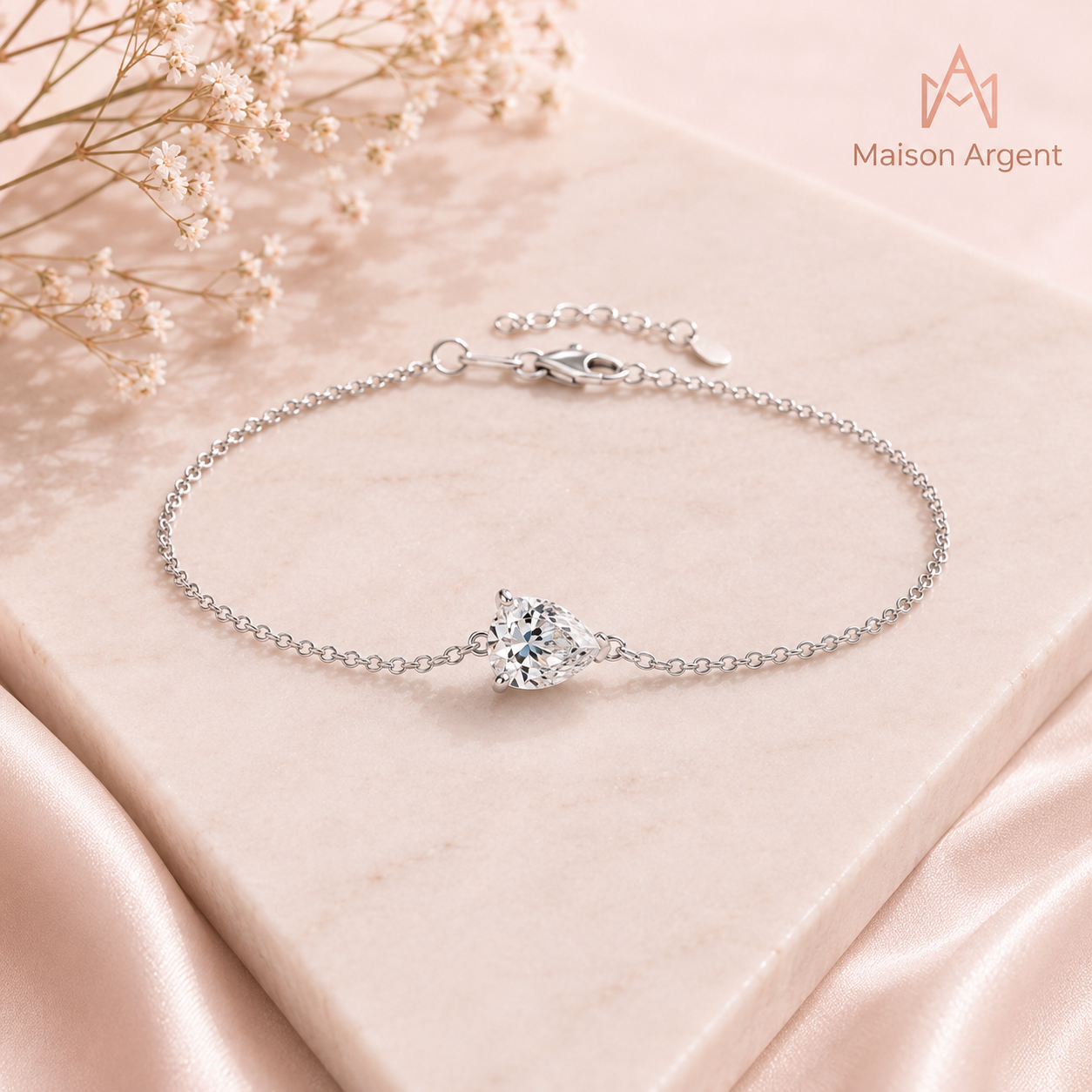 Bracelet Argent 925 Moissanite Goutte d'eau - Bijou Luxe Femme Mariage