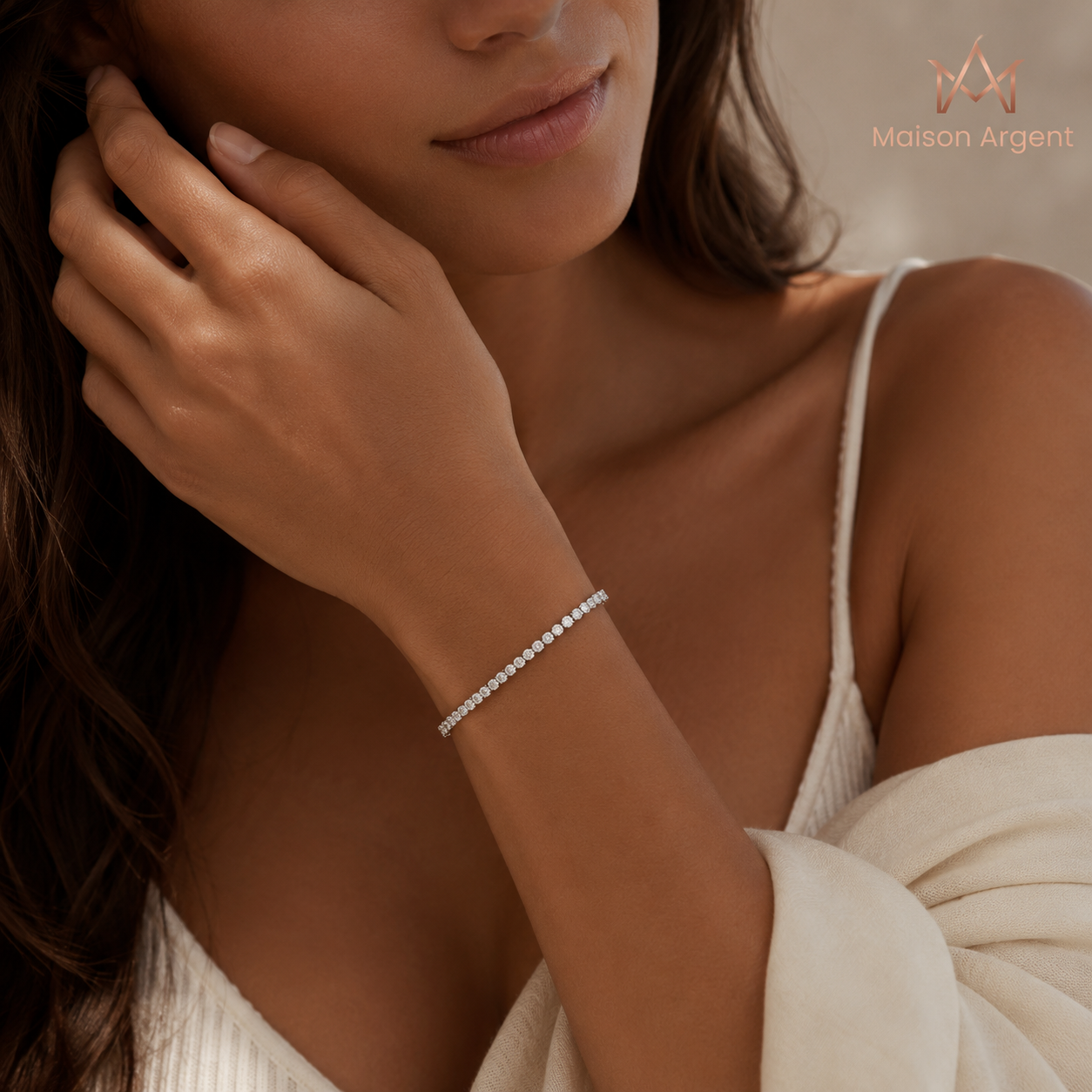 Bracelet Tennis Rond en Argent Sterling 925 Zircone Cubique - Bijou Fin pour Femme