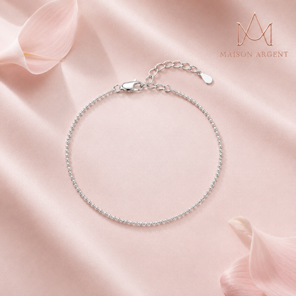 Bracelet fin en Argent Sterling 925 pour femme, chaîne à perles et étoile scintillante, réglable