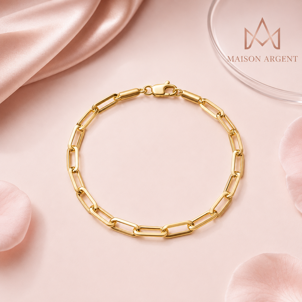 Bracelet trombone en argent Sterling 925 plaqué or 14K 