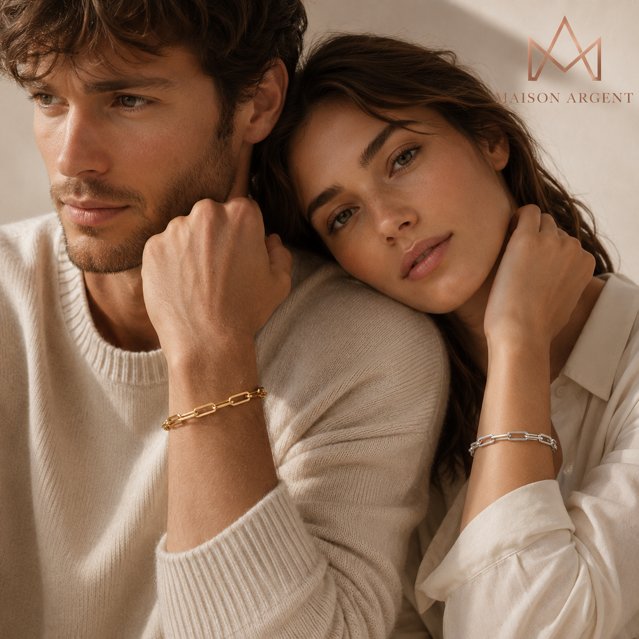 Bracelet trombone en argent Sterling 925 plaqué or 14K 