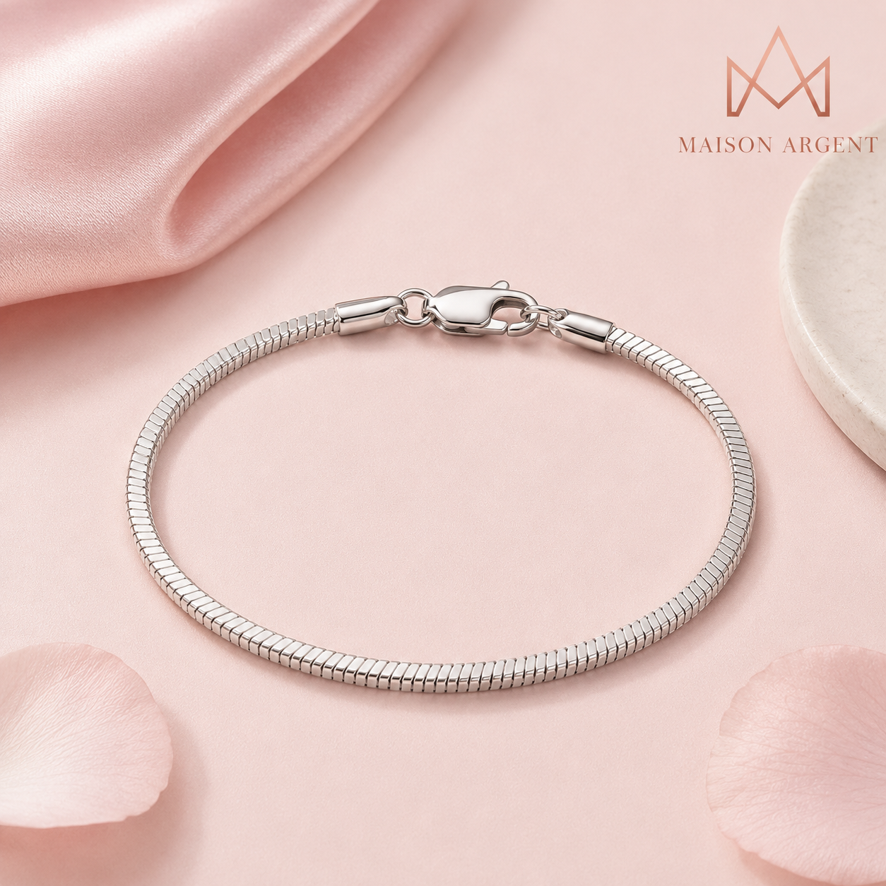 Bracelet Argent S925 Femme Chaîne Serpent 2mm Épaisse - Bijou Décontracté