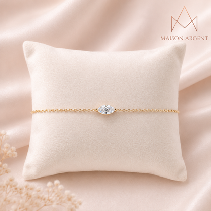 Bracelet Moissanite Marquise 1 Carat Argent S925 Ajustable - Bijou Élégant Femme
