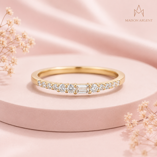 Bague Moissanite D Couleur Coupe Excellente en Argent Sterling 925 Massif - Or Blanc 10k, 14k, 18k