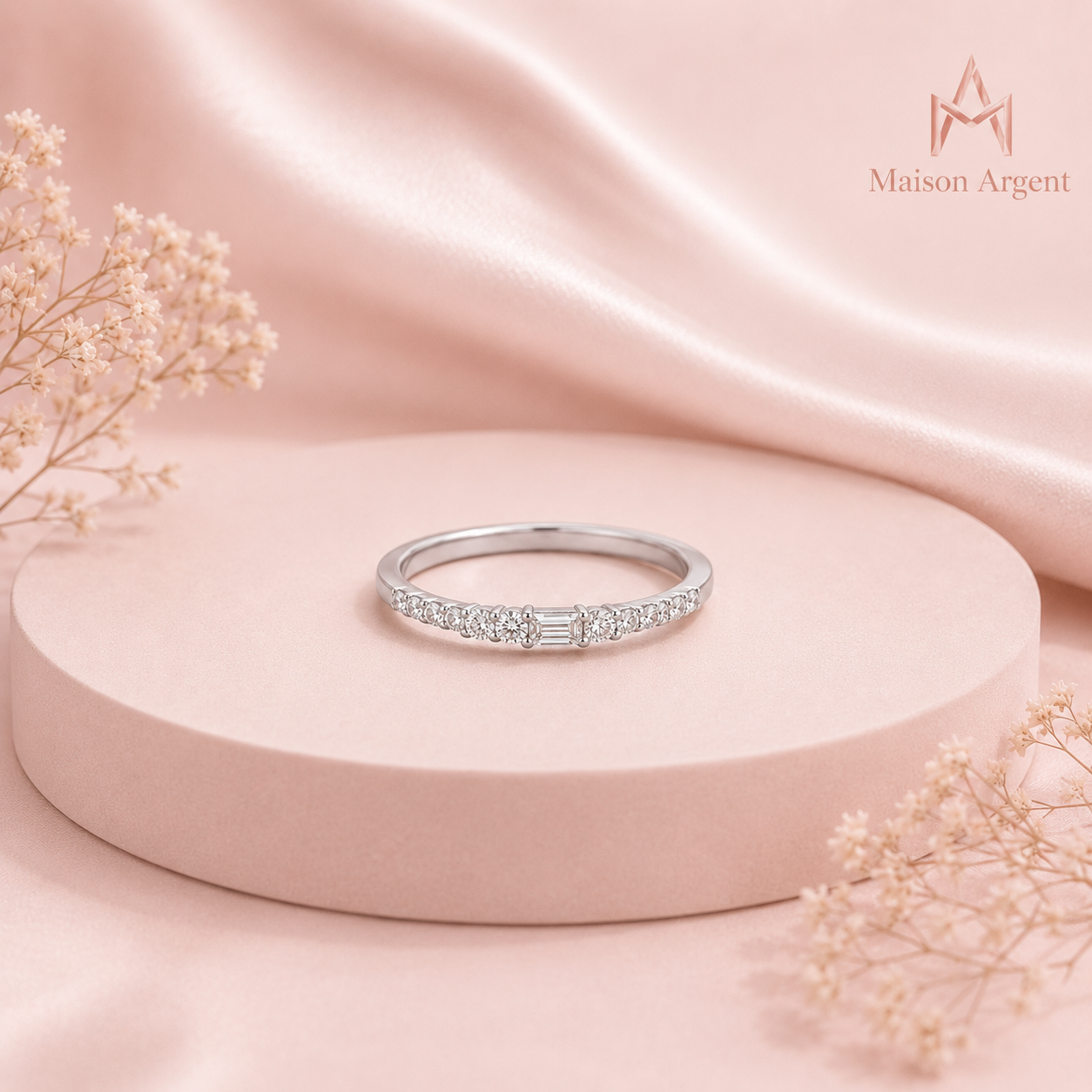 Bague Moissanite D Couleur Coupe Excellente en Argent Sterling 925 Massif - Or Blanc 10k, 14k, 18k