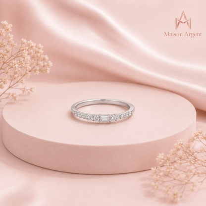 Bague Moissanite D Couleur Coupe Excellente en Argent Sterling 925 Massif - Or Blanc 10k, 14k, 18k