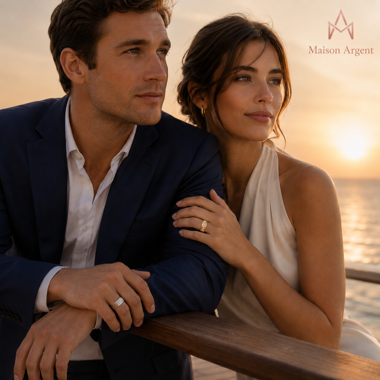 Bague de mariage luxe 1,5 ct Moissanite D VVS1, Argent 925 - Pour Homme et Femme
