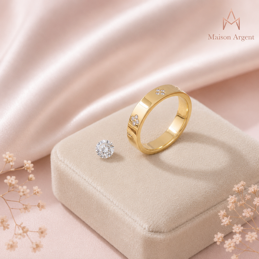Bague de mariage en moissanite pour femme, argent S925, coupe ronde, motif floral, luxe