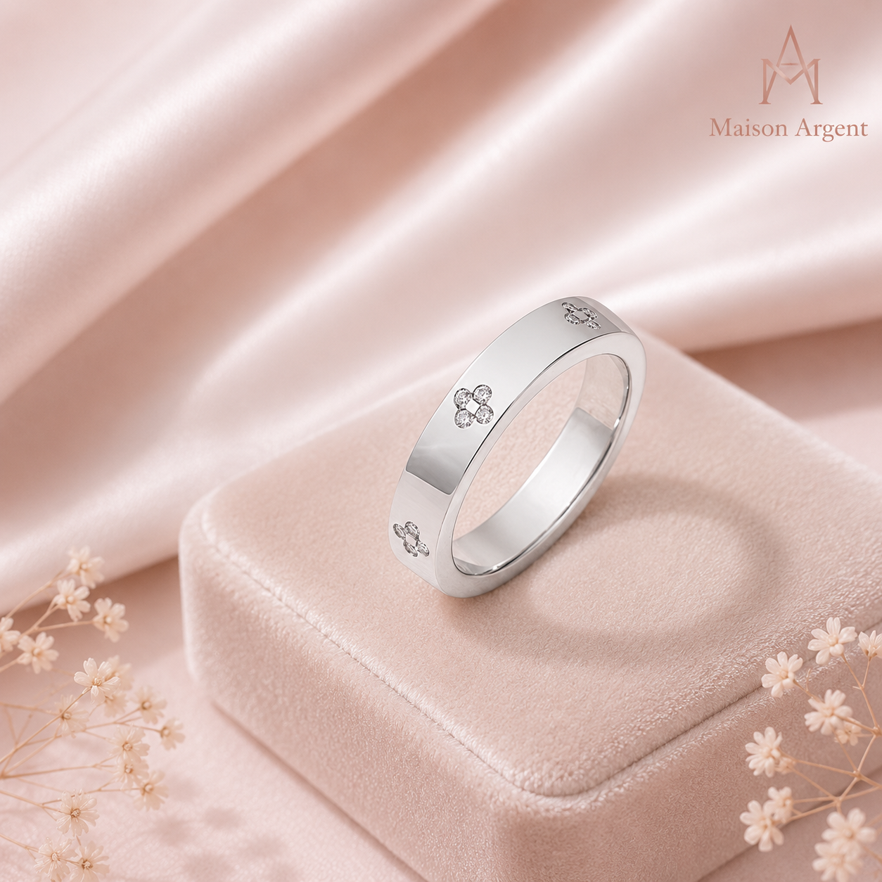 Bague de mariage en moissanite pour femme, argent S925, coupe ronde, motif floral, luxe