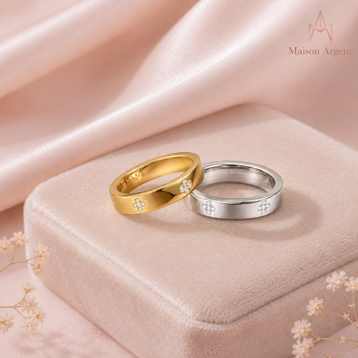 Bague de mariage en moissanite pour femme, argent S925, coupe ronde, motif floral, luxe