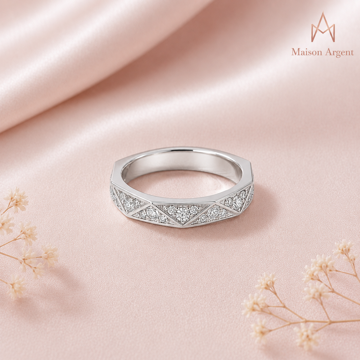Bague Éternité Géométrique Angulaire en Argent Sterling 925 pour Femme - Plaqué Or 18 Carats, Bijou de Luxe Anniversaire
