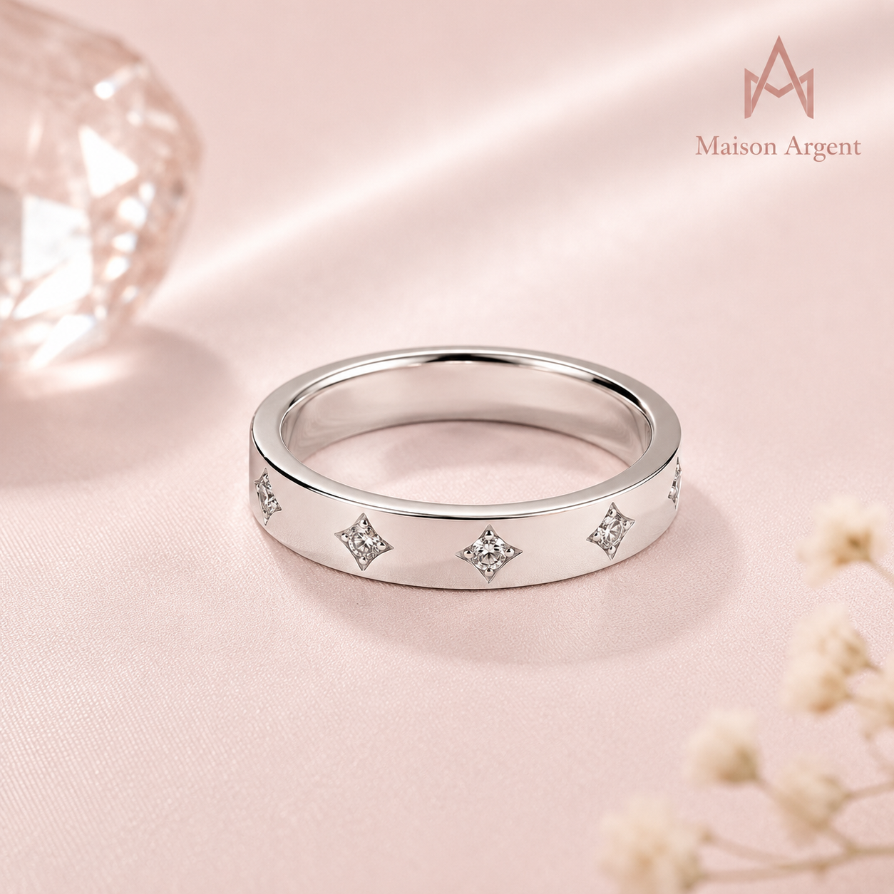 Bague Étoile en Argent Sterling 925 et Moissanite pour Femme - Bijou de Fiançailles Classique