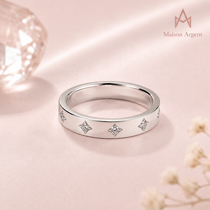 Bague Étoile en Argent Sterling 925 et Moissanite pour Femme - Bijou de Fiançailles Classique