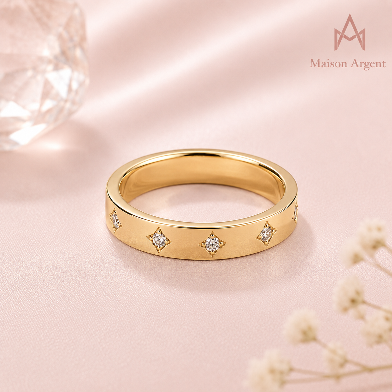 Bague Étoile en Argent Sterling 925 et Moissanite pour Femme - Bijou de Fiançailles Classique