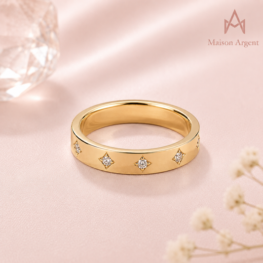 Bague Étoile en Argent Sterling 925 et Moissanite pour Femme - Bijou de Fiançailles Classique
