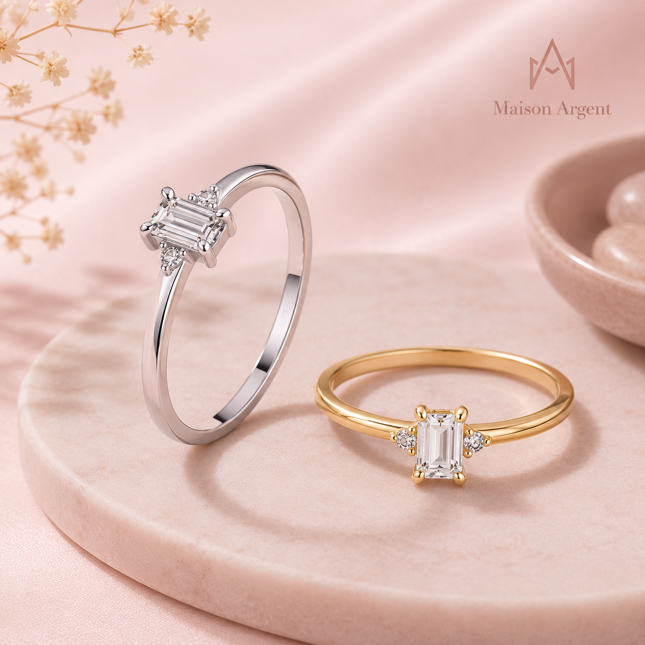 Bague Argent Sterling 925 Émeraude Zircone - Bijou Mariage Hypoallergénique Femme