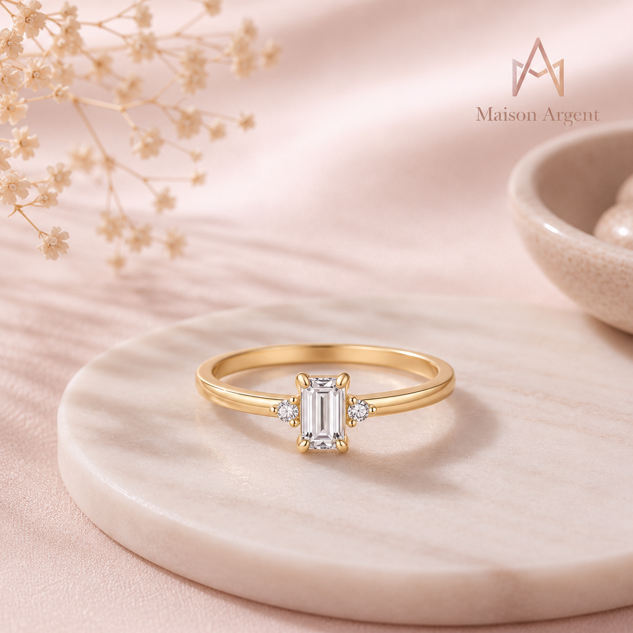 Bague Argent Sterling 925 Émeraude Zircone - Bijou Mariage Hypoallergénique Femme