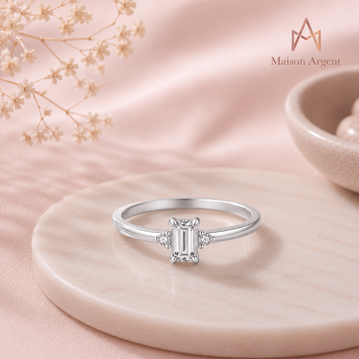 Bague Argent Sterling 925 Émeraude Zircone - Bijou Mariage Hypoallergénique Femme