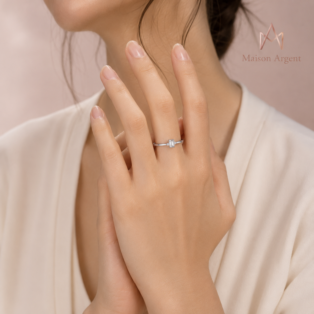 Bague Argent Sterling 925 Émeraude Zircone - Bijou Mariage Hypoallergénique Femme