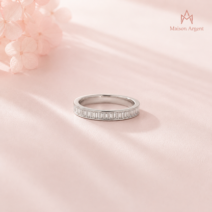 Bague Empilable Rectangulaire Moissanite D - Argent Sterling 925