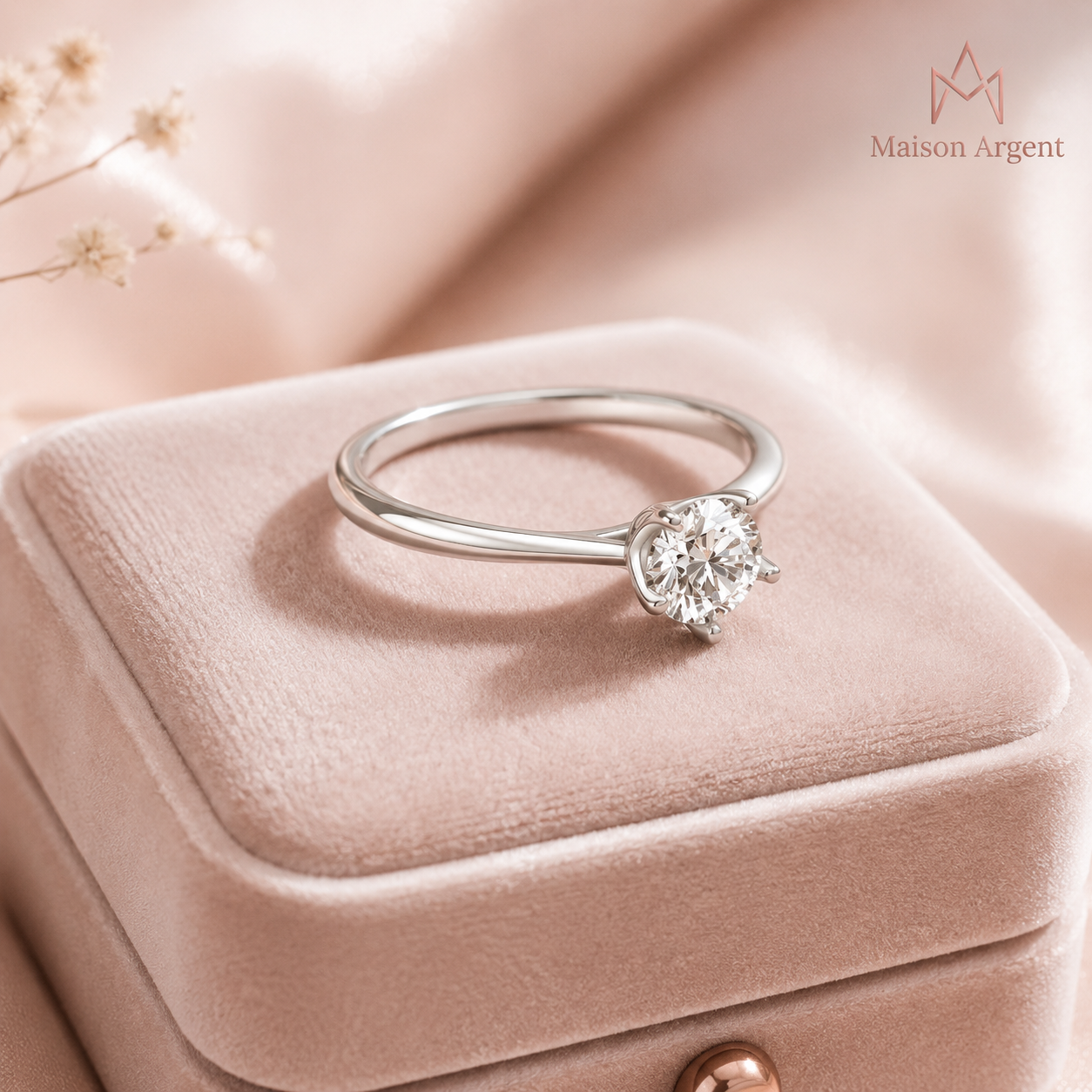 Bague de fiançailles et mariage en argent 925, zirconium cubique rond, style classique pour femme